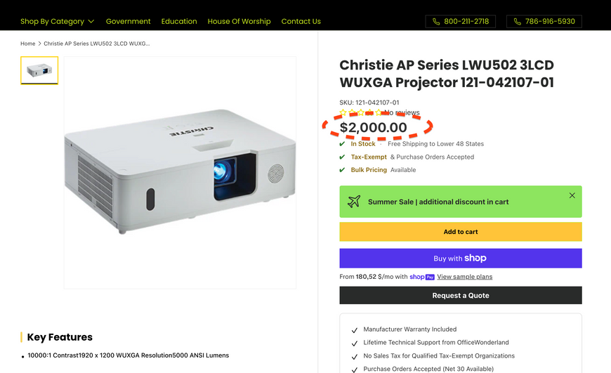 Projektor Christie LWU502 &mdash; używany, 6137 godz. pracy